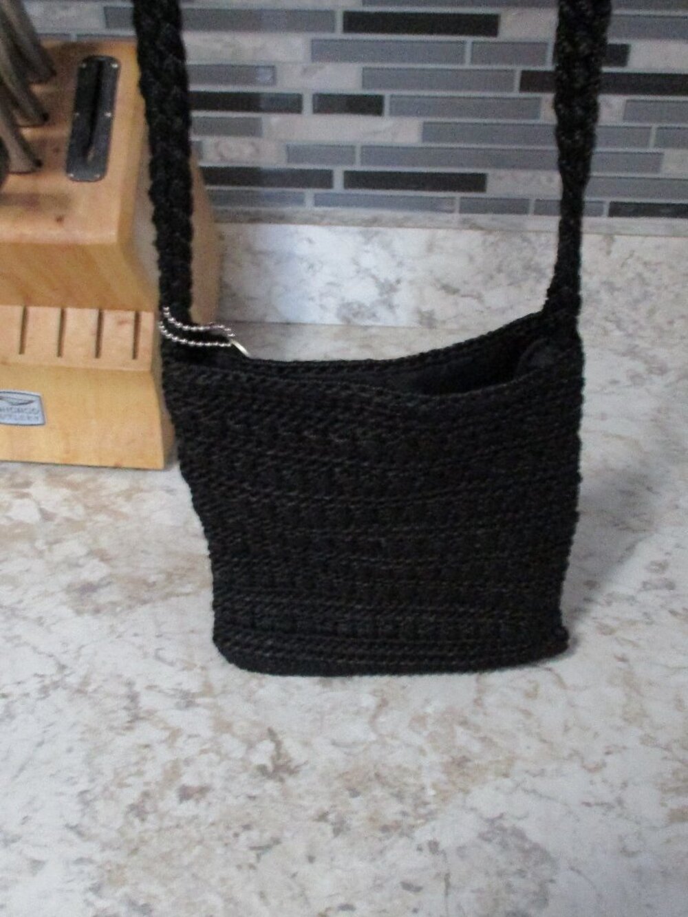 The SAK small/mini black crochet crossbody bag/purse, festival, boho - Picture 3 of 9